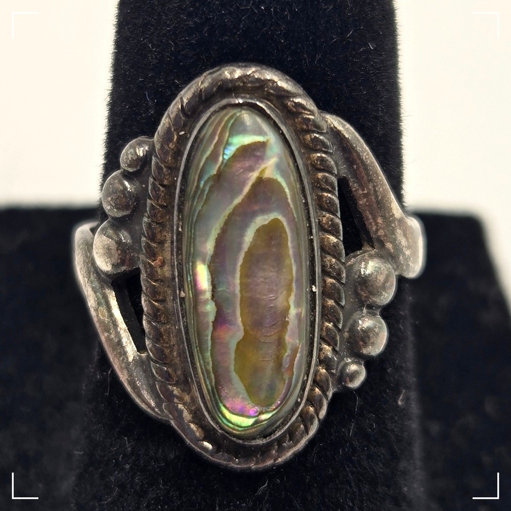 Vintage Bell Trading Post Sterling Silver Abalone Shell Ring  Southwest